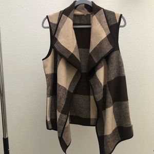 Brown and Tan Plaid Vest